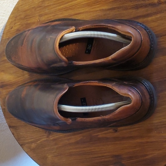 Ecco- Mens Distressed Leather Dress Shoes Slip on Neutral Comfy! Like New! Sz.10 - Picture 6 of 13
